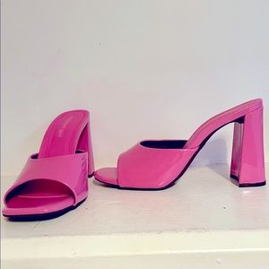 Barbie pink patent leather heels